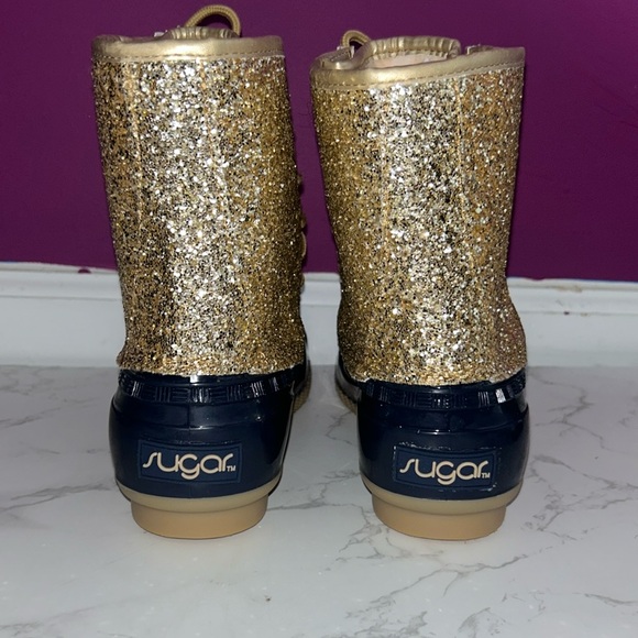 NWOT Belk YD-Gold Glitter/Navy Boots - Picture 5 of 11